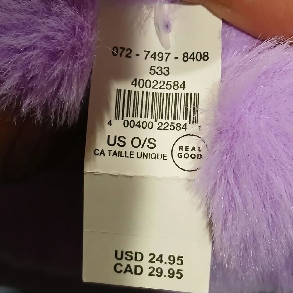Plush Lavender Mittens And Black Steve Madden Ear Muffs